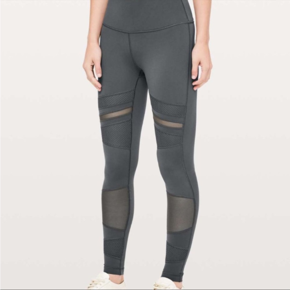 LULULEMON Wunder Under Mix & Mesh Tight, Color Melanite, Size 4